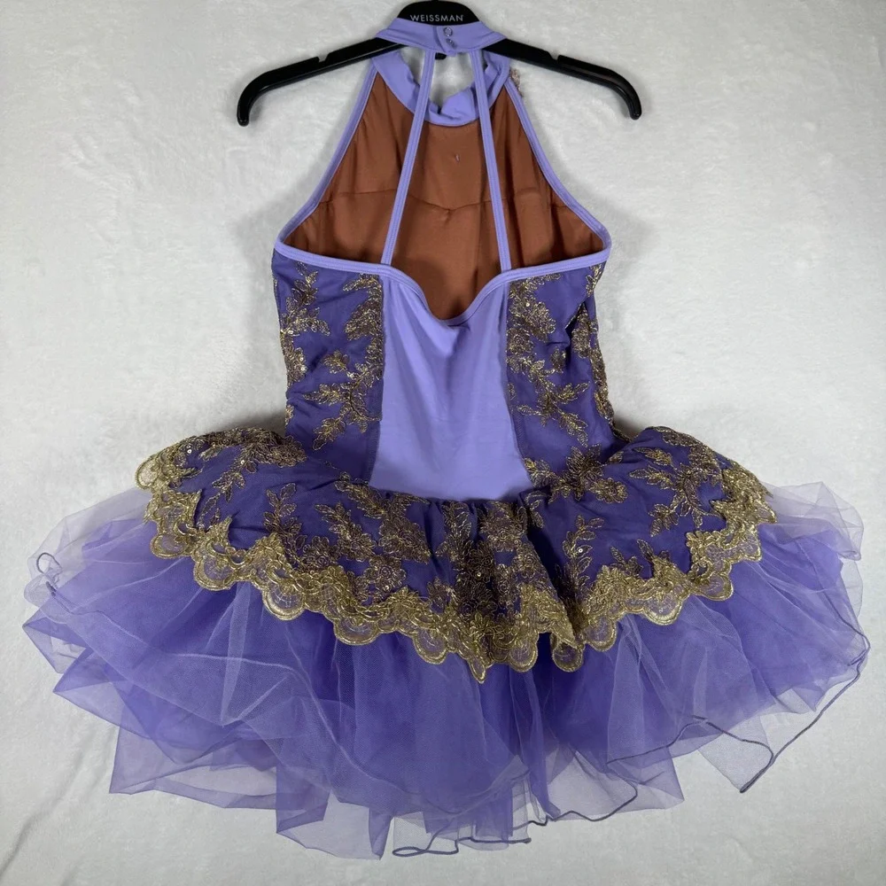Revolution Dancewear Kids XLC Purple Gold Sequin Ballet Tutu Costume RC25706
